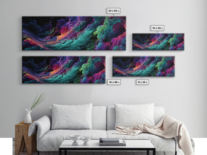 Vibrant Fractal Ocean Wave Canvas Print, Psychedelic Abstract Art, Colorful Wall Decor, Modern Statement Living Room Art