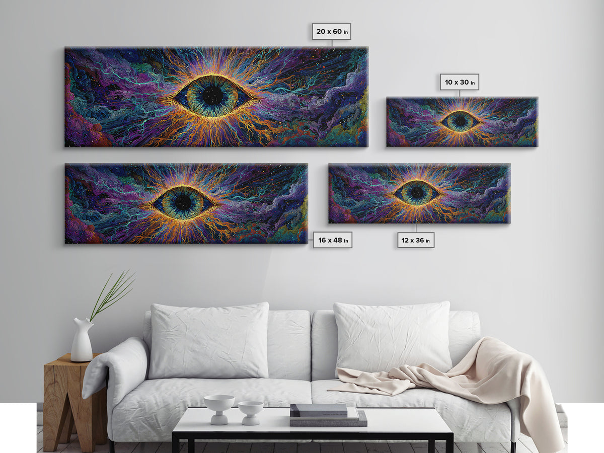 Cosmic All Seeing Eye Wall Art, Psychedelic Abstract Canvas Print, Mystical Celestial Decor, Spiritual Statement Artwork