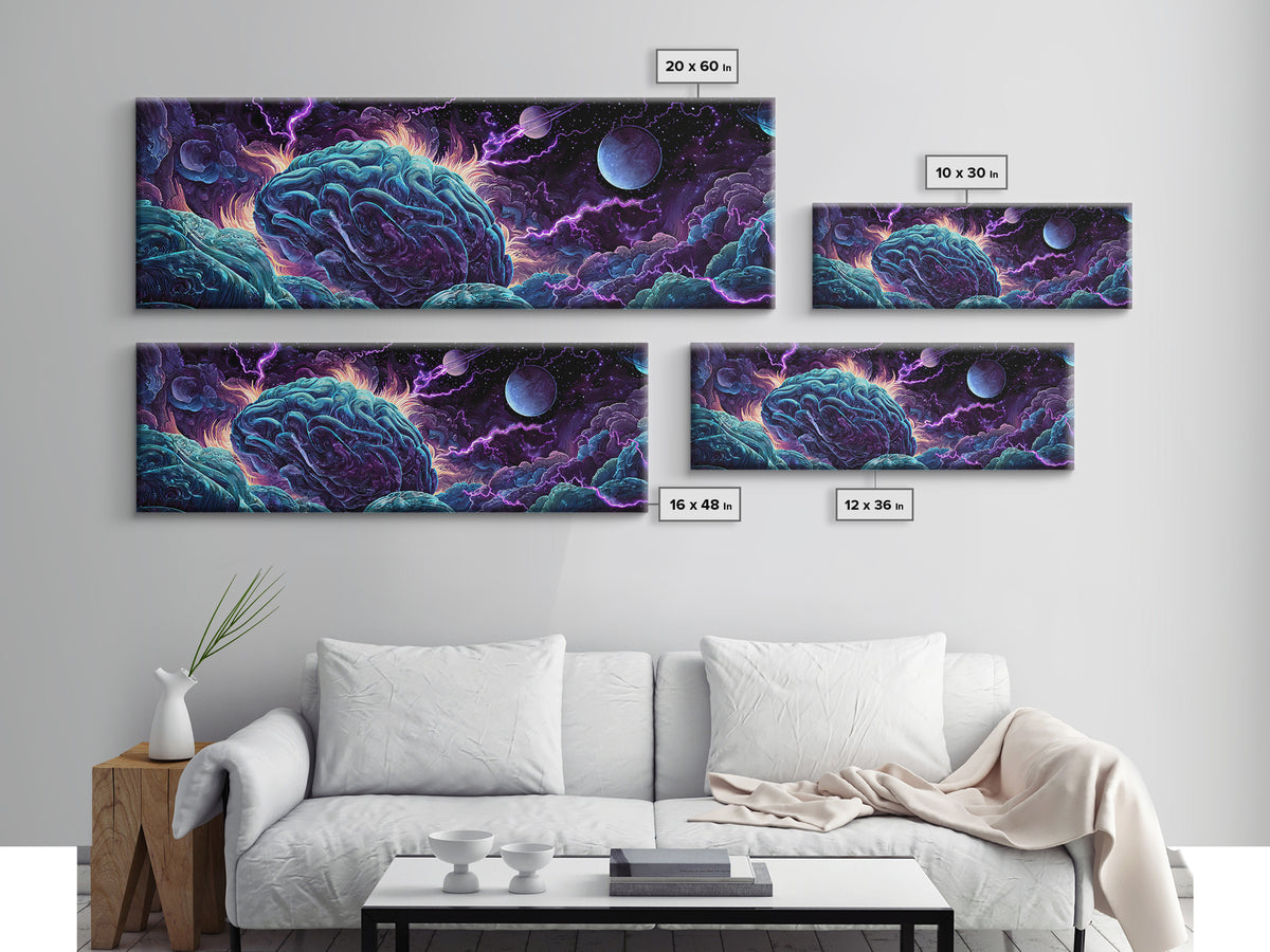 Surreal Cosmic Brain Storm Canvas Print, Psychedelic Space Wall Decor, Sci Fi Wall Art, Mystical Office Decor, Gift For Him