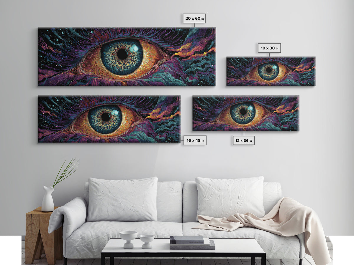 Surreal All Seeing Cosmic Eye Wall Art, Mystical Psychedelic Canvas Decor, Spiritual Wall Art Print, Modern Home Decor, Gift For Her