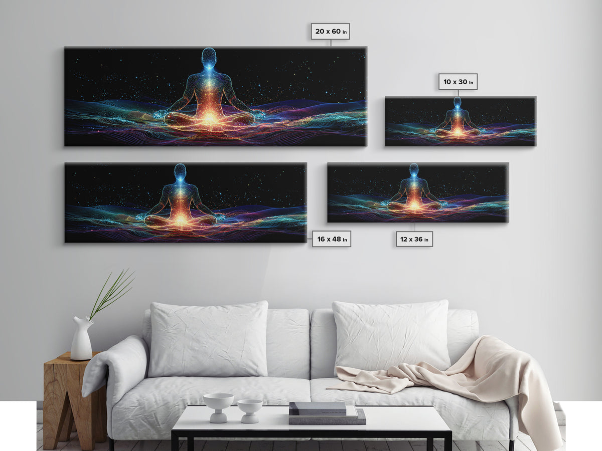 Cosmic Energy Meditation Wall Art, Celestial Yoga Decor, Psychedelic Space Art Print, Chakra Healing, Modern Spiritual Decor