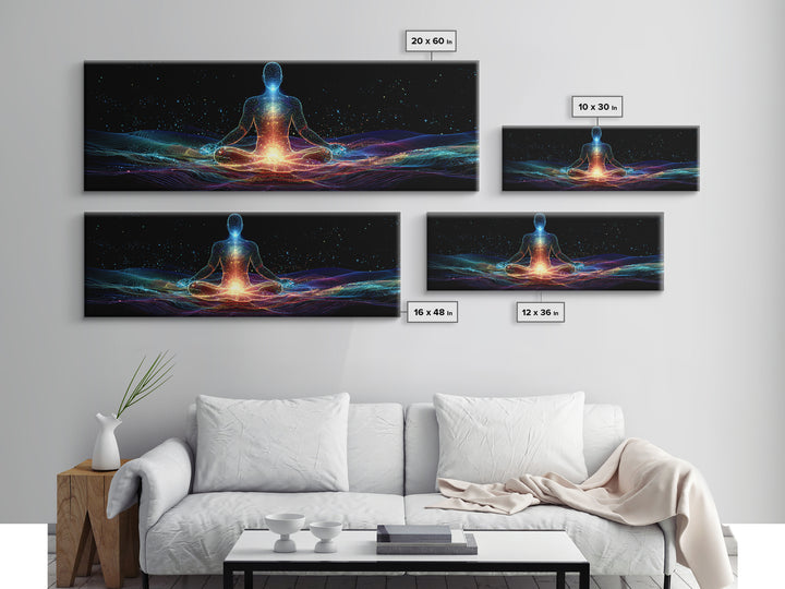 Cosmic Energy Meditation Wall Art, Celestial Yoga Decor, Psychedelic Space Art Print, Chakra Healing, Modern Spiritual Decor