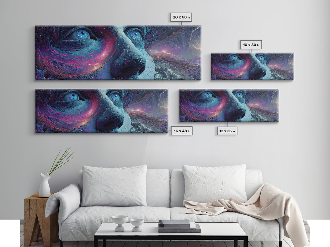 Surreal Cosmic Dog Face Canvas Print, Galaxy Animal Wall Art, Psychedelic Fantasy Decor, Space Lover Gift, Vibrant Modern Art