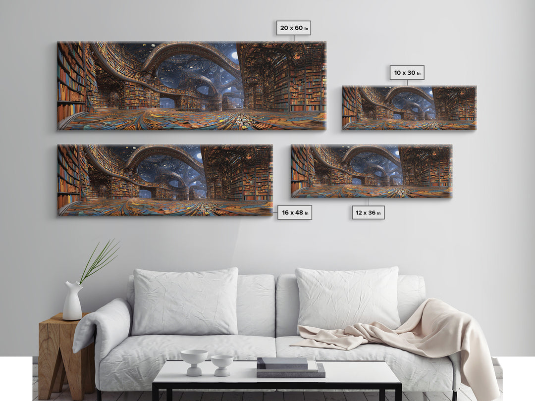 Grand Surreal Library Wall Art, Magical Bookshelves, Dark Academia Decor, Book Lover Gift, Home Office Wall Decor Art Print