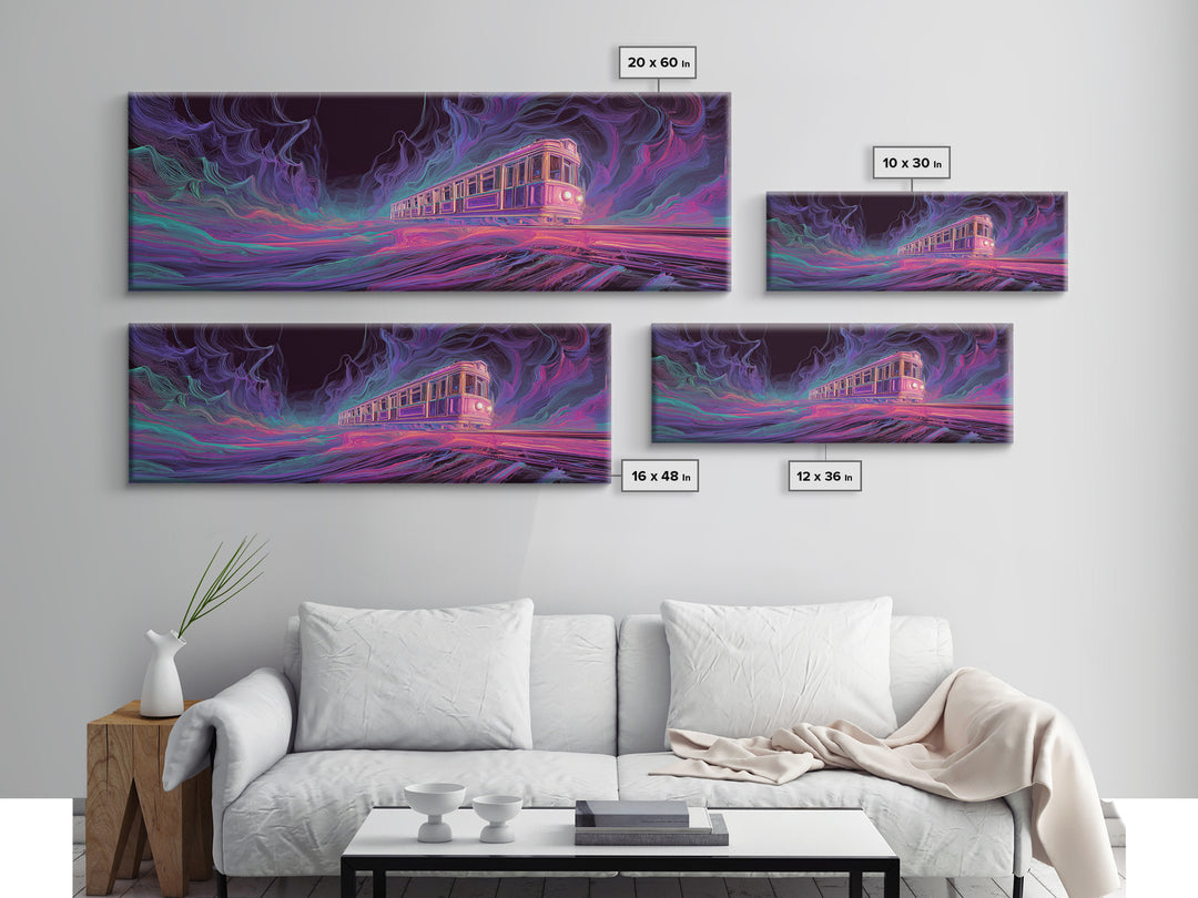 Neon Ghost Train Canvas Print, Cyberpunk Subway, Futuristic Urban Wall Decor, Gaming Room Decor, Sci Fi Modern Wall Art Gift
