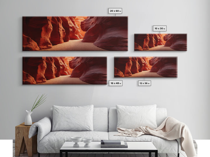 Red Slot Canyon Sunbeam Canvas Print, Southwestern Wall Art, Desert Landscape Decor, Arizona Travel Poster, Earth Tone Decor