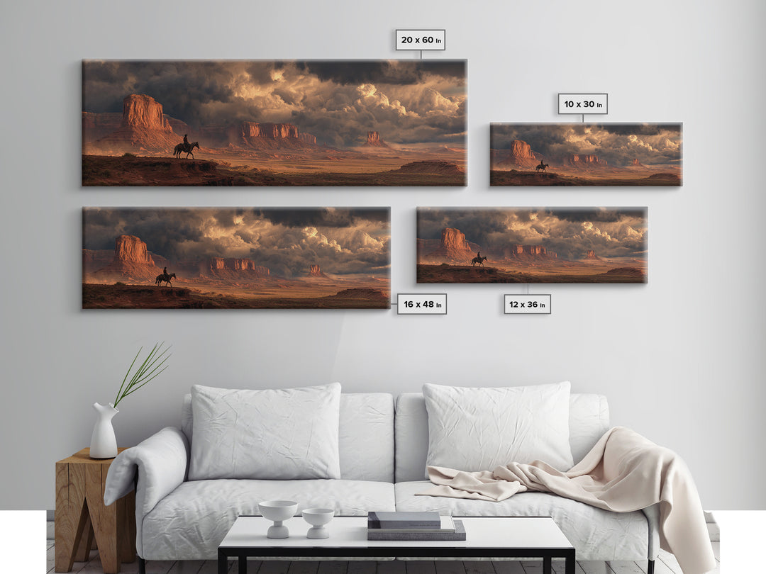 Stormy Western Mesa Canvas Print, Cowboy Desert Landscape Wall Art, Southwestern Decor, Rustic Living Room Wall Art Print