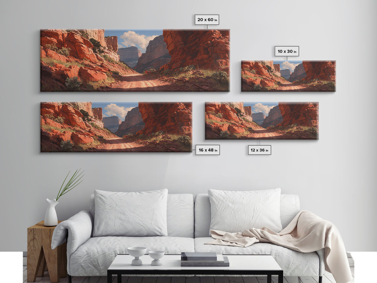 Red Rock Desert Canyon Road Canvas Print, Southwestern Wall Art, Arizona Landscape Decor, Rustic Western Home Decor Gift