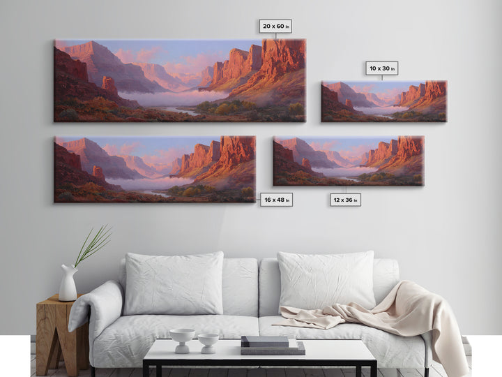 Red Rock Canyon River Sunrise Wall Art, Southwest Desert Canvas Print, Panoramic Landscape Decor, Warm Nature Art Print For Home