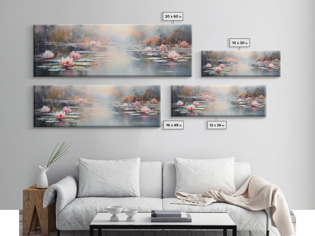White Water Lilies Fantasy Decor, Framed Canvas Print, Ready To Hang, Floral Wall Art, Home Decor, Springtime Art, Farmhouse Art