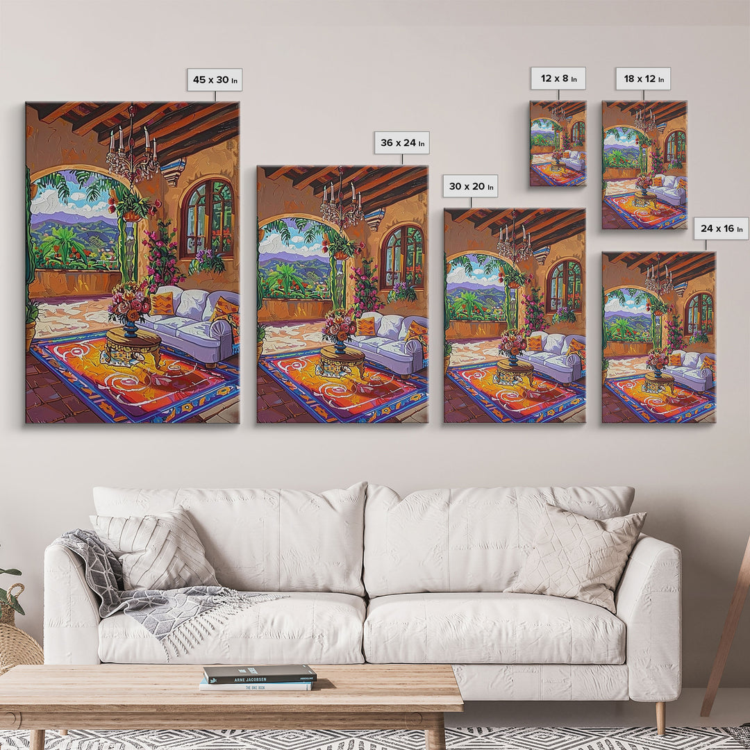 Cozy Southwestern Kitchen Framed Canvas Print Colorful Mexican Style Best Gift Home Decor Wall Art Bright Above Sofa Art
