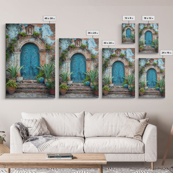 Change324 Mexican Wall Art, Framed Canvas Print, Old Town Mexico Architecture Wall Art, Framed Art