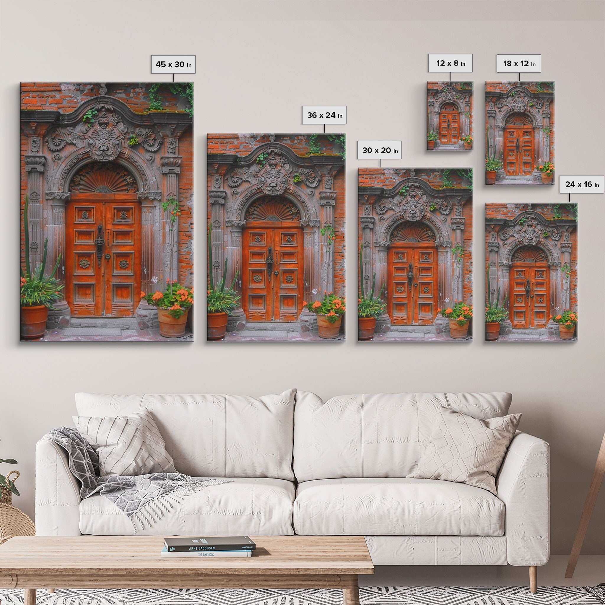 Change23. Mexican Wall Art, Framed Canvas Print, Old Town Mexico Architecture Wall Art, Framed Art