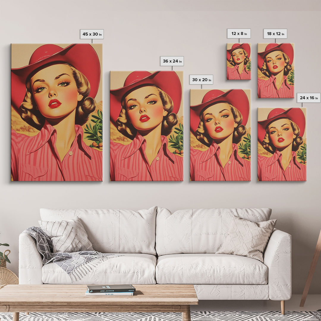 Blonde Cowgirl in Fall Forest Canvas Print, Autumn Wall Art, Farmhouse Fall Decor, Seasonal Holiday Decor, Vintage Western Art, Canvas Print