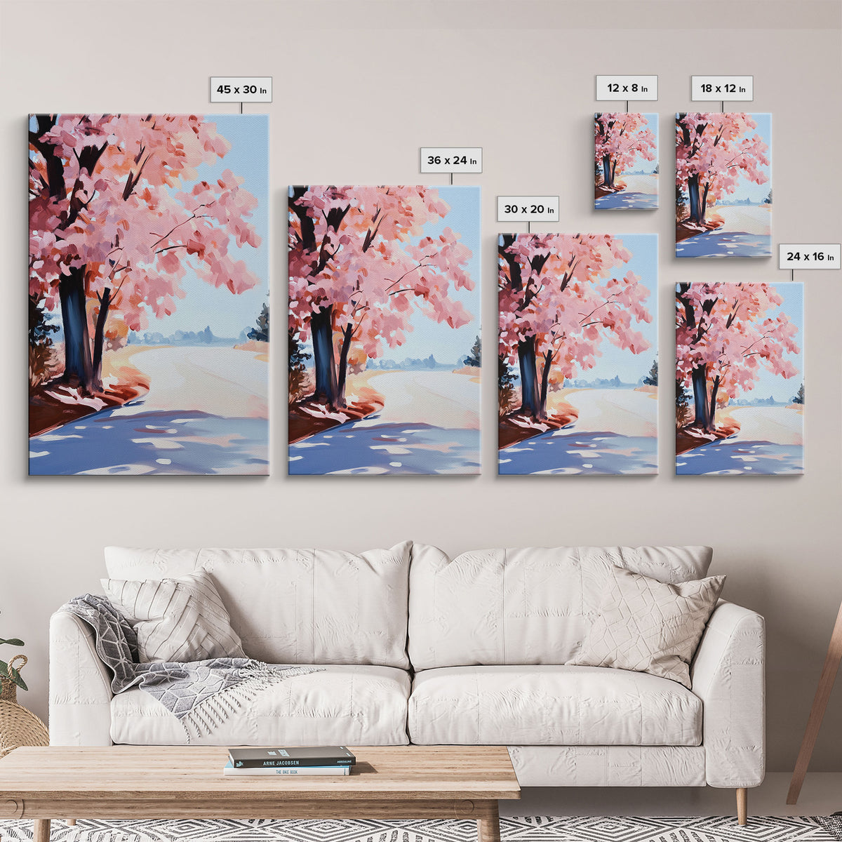 Winter Landscape Painting Print, Canvas Art, Retro Christmas Decor, Vintage Christmas Wall Art