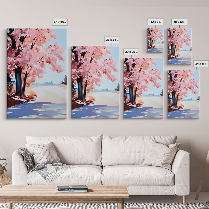 Winter Landscape Painting Print, Canvas Art, Retro Christmas Decor, Vintage Christmas Wall Art