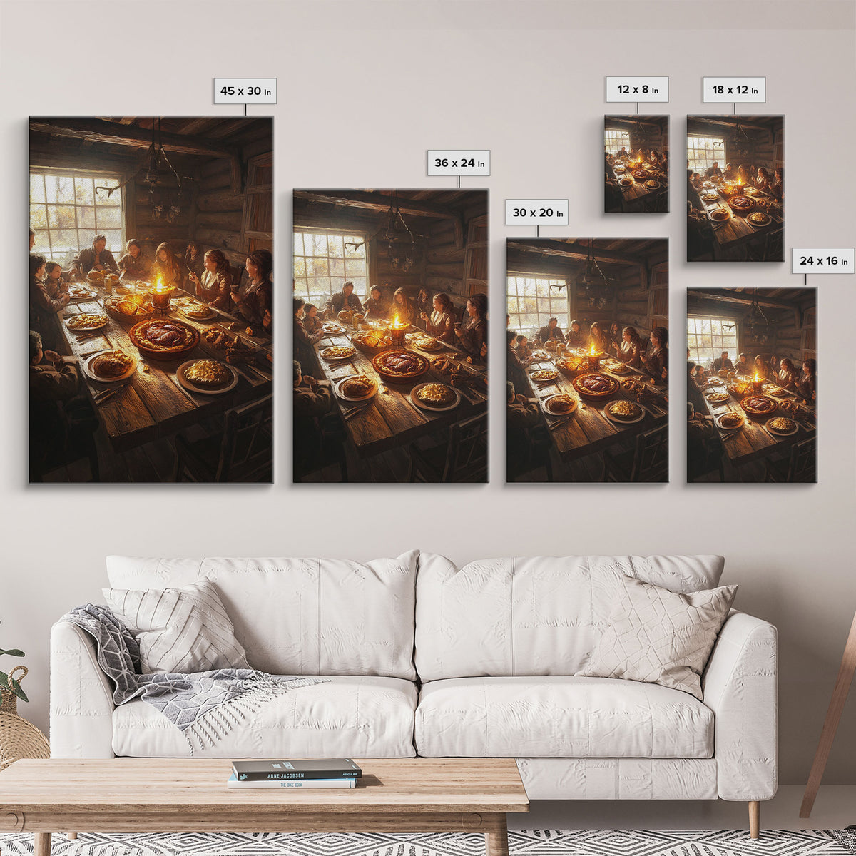 Rustic Family Christmas Dinner Framed Canvas Print Christmas Wall Art Farmhouse Christmas Decor Holiday Gift Christmas Art Country Decor