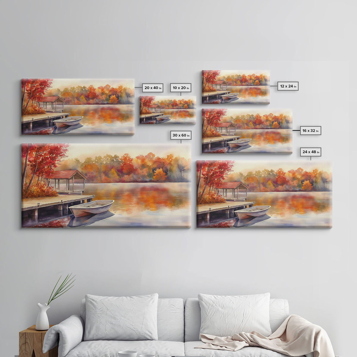 Autumn's Reflections - holiday decor, watercolor Christmas, Christmas wall art, winter wall art, holiday art gift
