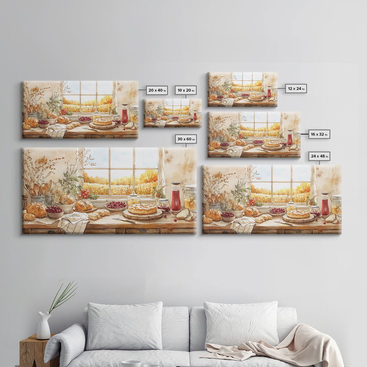 Autumn kitchen decor, cozy fall harvest print, farmhouse wall art vintage rustic fall wall print, country harvest decor, framed canvas print