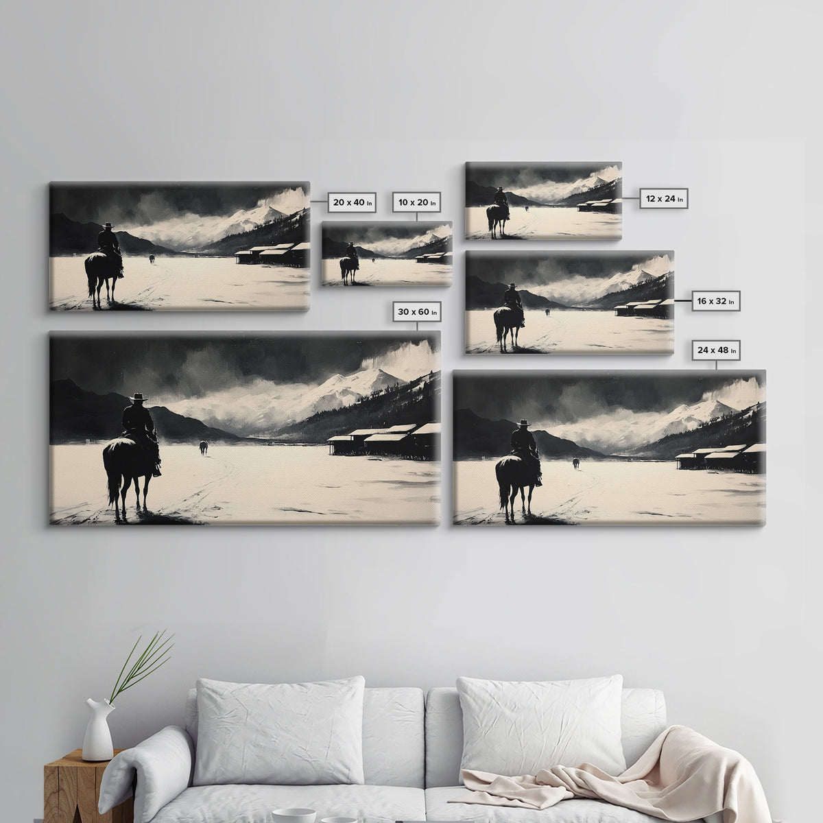 Retro-inspired Framed Canvas Print of a woman in a pink cowboy hat with a pumpkin, vintage fall decor and seasonal wall art for any space