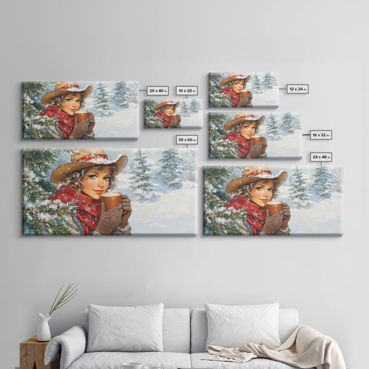 Autumn Meets Winter Framed Canvas Print Featuring Orange and Red Foliage, Adding a Unique Blend of Seasonal Colors to Your Wall Decor