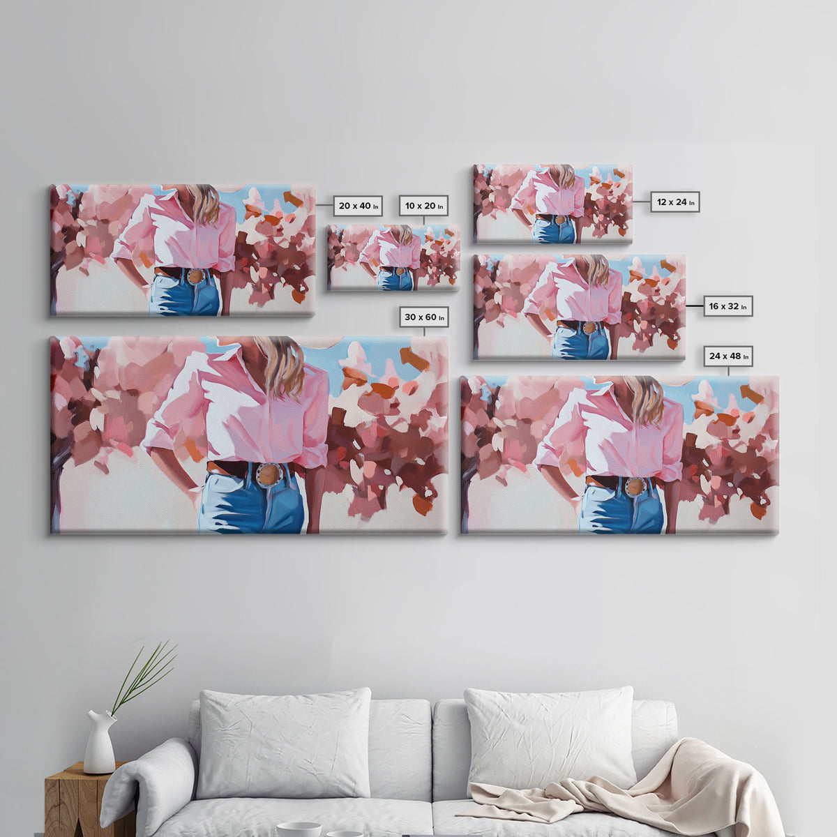 Framed Canvas Print autumnal trees vivid seasonal colors, calm landscape with nature scenery, farmhouse autumn or Christmas decor wall art