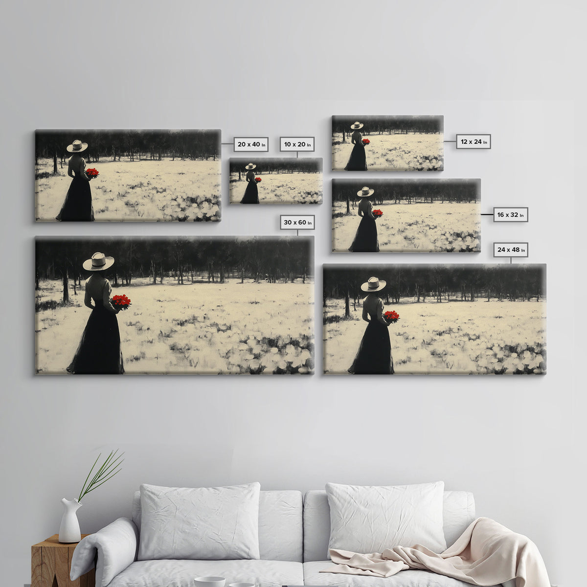 Framed Canvas Print misty forest pathway surrounded by vibrant autumn foliage, serene landscape wall art for fall or rustic home decor