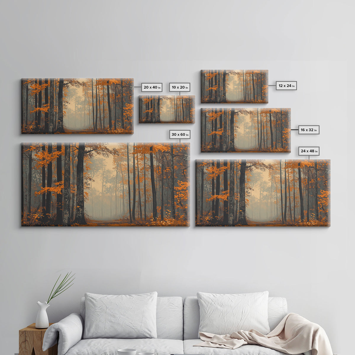 Country Cottage Framed Canvas Print with Autumn Foliage, Ideal Seasonal Decor or Fall Gift for Home and Office Wall Art