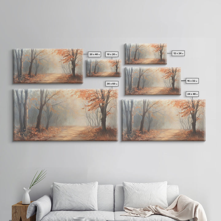 Path Through The Fall Forest, Framed Canvas Print, Winter Wonderland Decor, Perfect Wall Art and Gift Idea