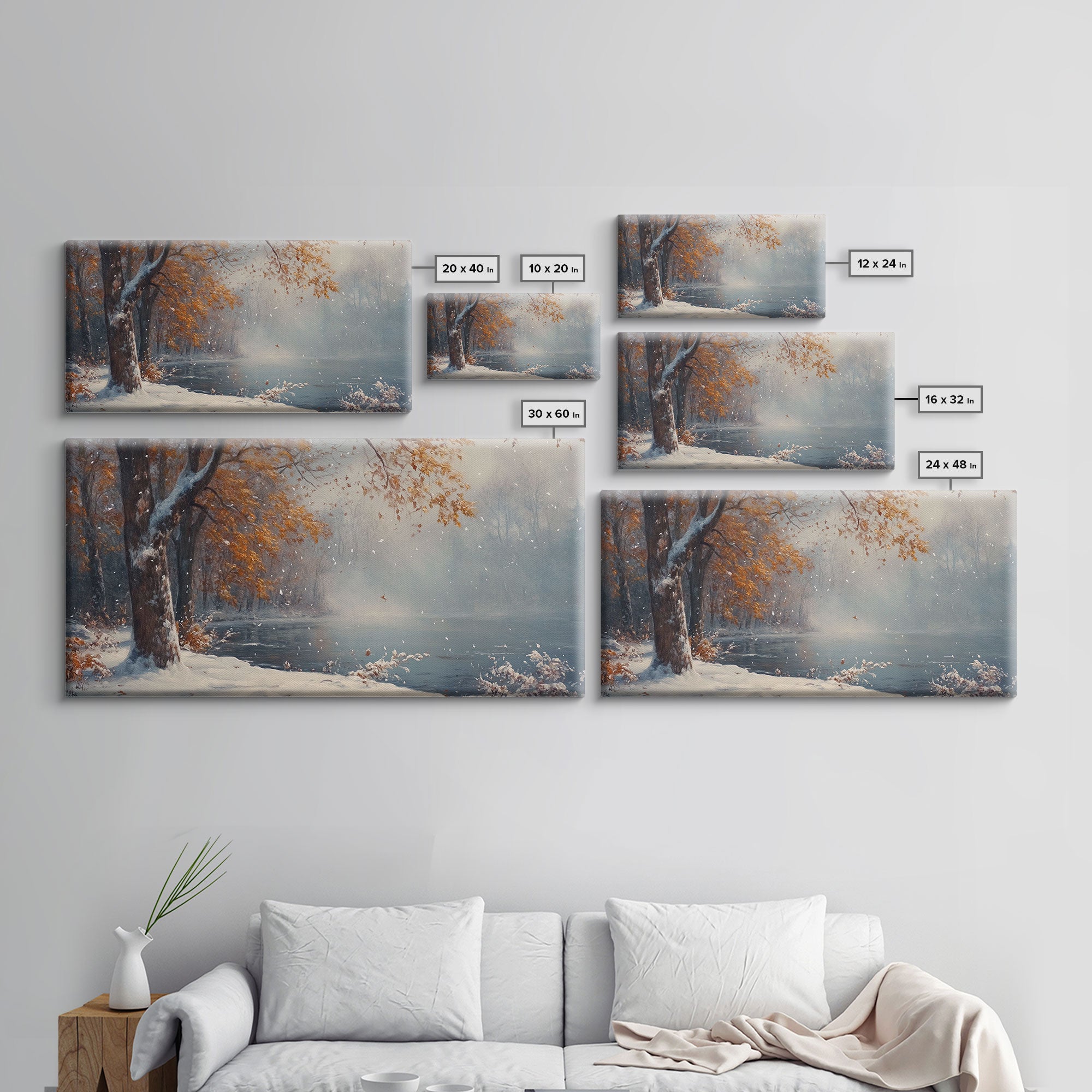 Autumn Lake Scene Framed Canvas Print with Fall Colors, Ideal Seasonal Wall Art or Gift Idea for Nature Lovers and Home Decor
