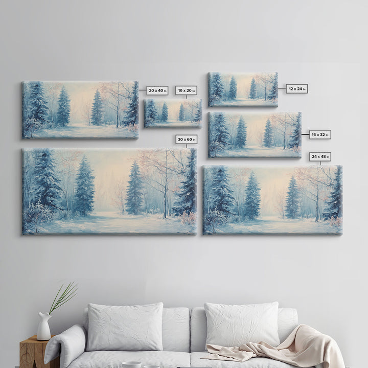 Winter Wonderland Watercolor Painting, Framed Canvas Print, Perfect Christmas Holiday Decor Wall Art for Cozy Winter Home Interiors