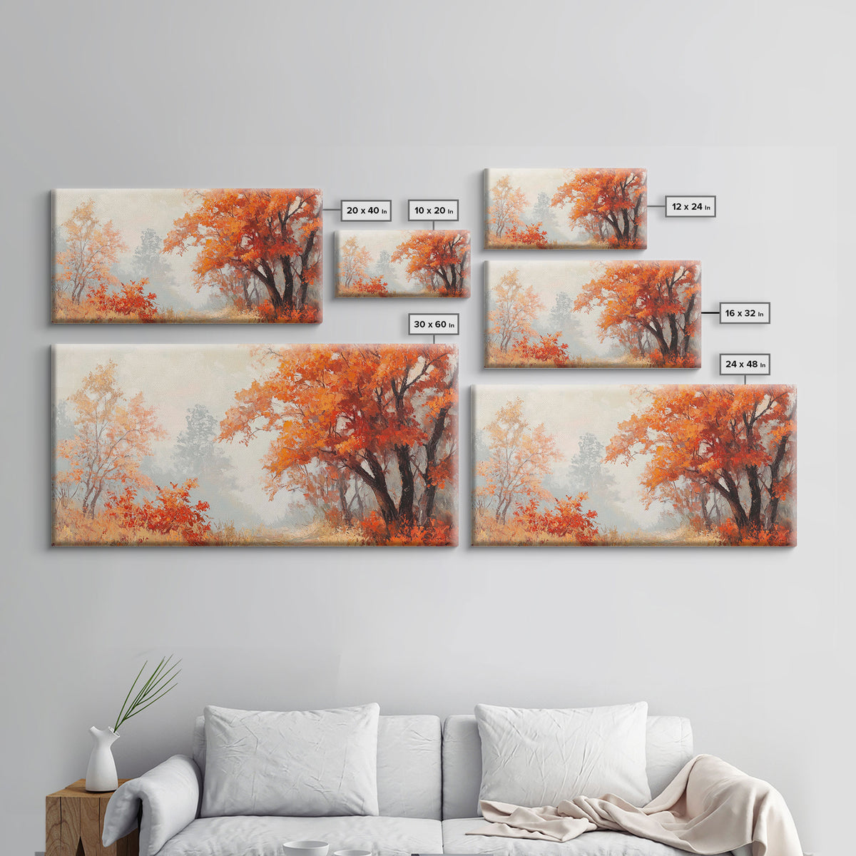 Fall In The Forest, Autumn Watercolor Painting, Moody Landscape Painting, Framed Canvas Print, perfect nostalgic Christmas wall art decor