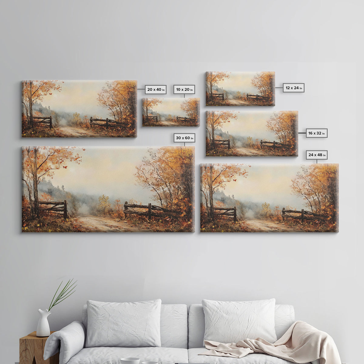Nostalgic Farmhouse Christmas, Framed Canvas Print, Moody / Seasonal Autumn Centerpiece, Rustic / Primitive Wall Art