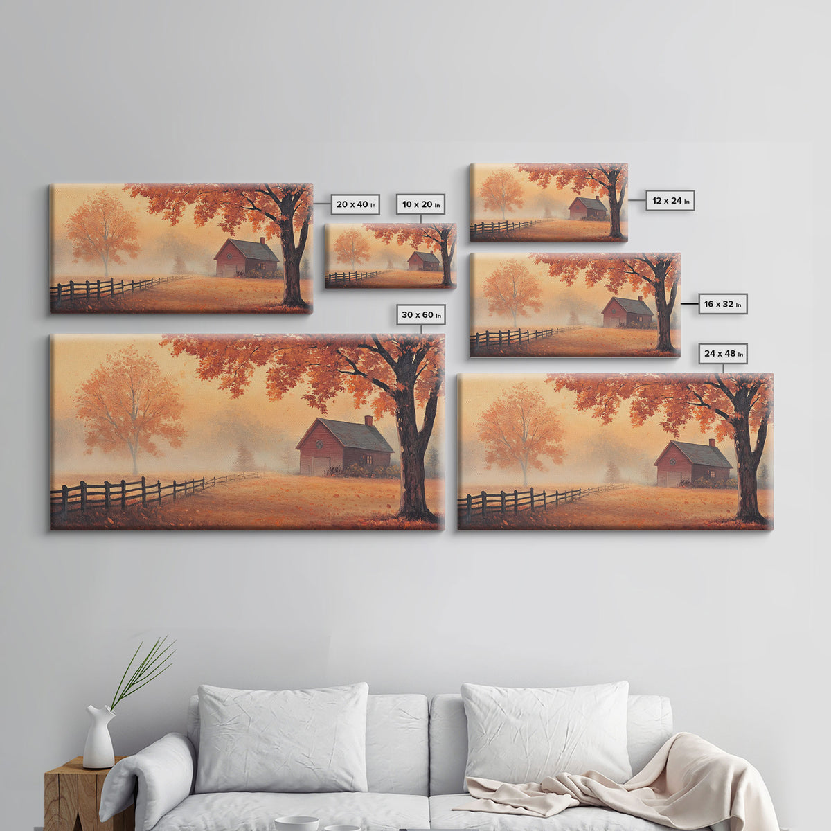 Rustic Barn Painting, Framed Canvas Print, Farmhouse Decor, Farmhouse Wall Art, Vintage Style Fall Barn Landscape Painting, Original Artwork