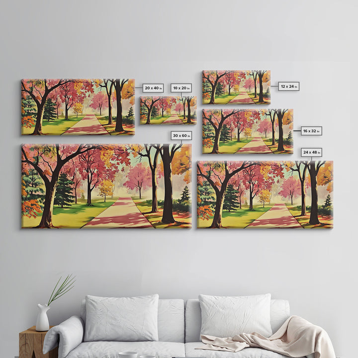 Colorful Autumn Path Canvas Print, Fall Park Scene Wall Art, Modern Farmhouse Autumn Decor, Holiday Art, Best Seasonal Gift Idea