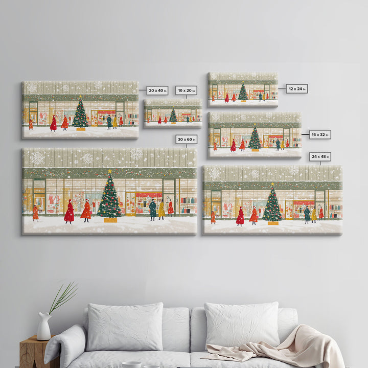 Christmas Tree Shopping Framed Canvas Print, Retro Holiday Scene Art, Vintage Christmas Decor, Christmas Vacation Wall Art, Holiday Gift