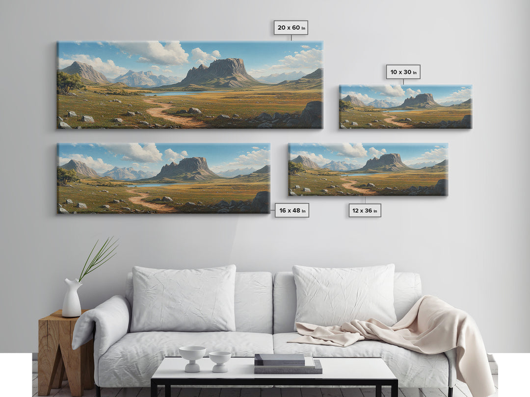 Ancient Arizona, Framed Canvas Print, Prehistoric Monument Valley, Panoramic Oversized Fantasy Wall Art