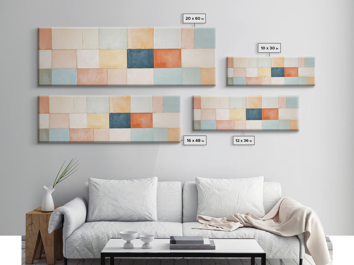 Modern Abstract Framed Canvas | Minimalist Mid Century Modern Wall Art | Large Horizontal Ultra Wide Framed Canvas | MCM Art