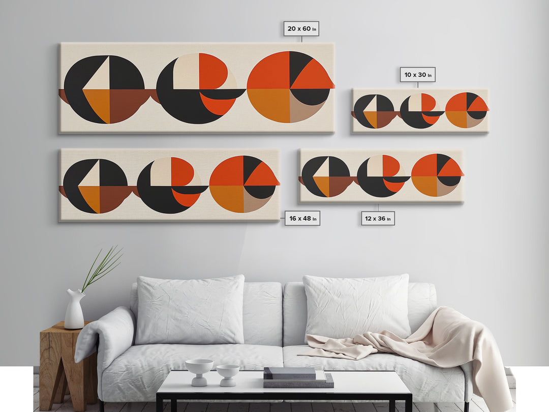 Abstract Art Deco Inspired Wall Art, Triangles and Circles, Geometric Pattern Wall Art, MCM Home Decor, Extra Wide Oversized Art