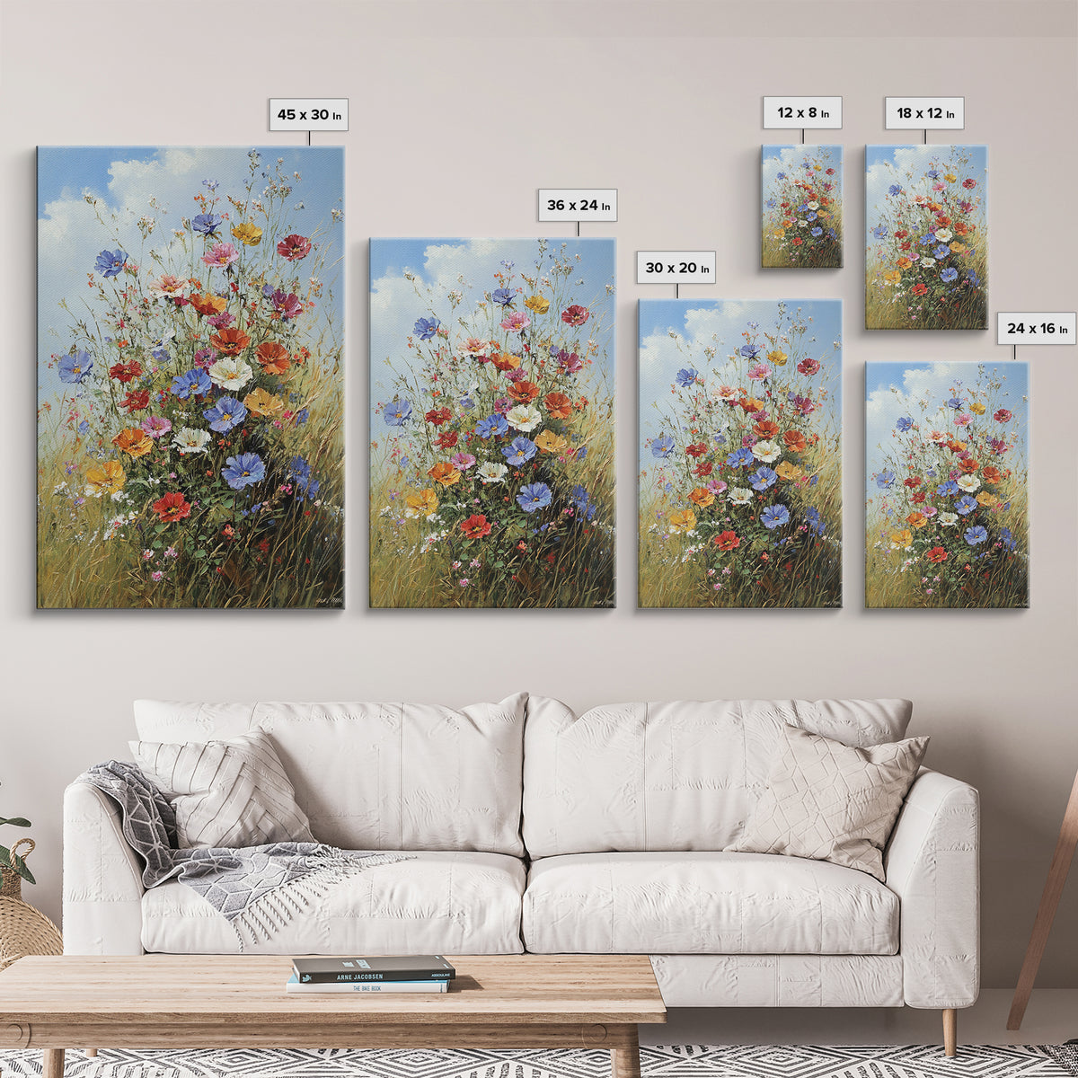 Botanical Wall Art | Oil Painting Botanical Print on Canvas | Wood Framed Boho Farmhouse Print | Large Wall Art | Oversized Wall Decor