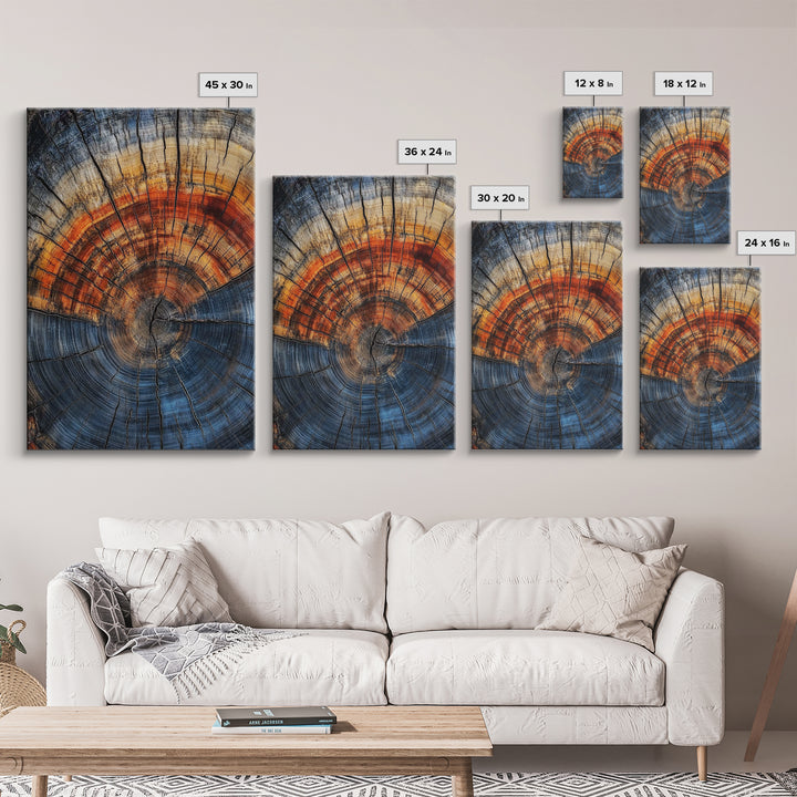 Nordic Style Tree Rings Canvas Print, Modern Farmhouse Rustic Decor, Wood Framed Art, Original Art On Canvas Wood Rings Wall Art Print