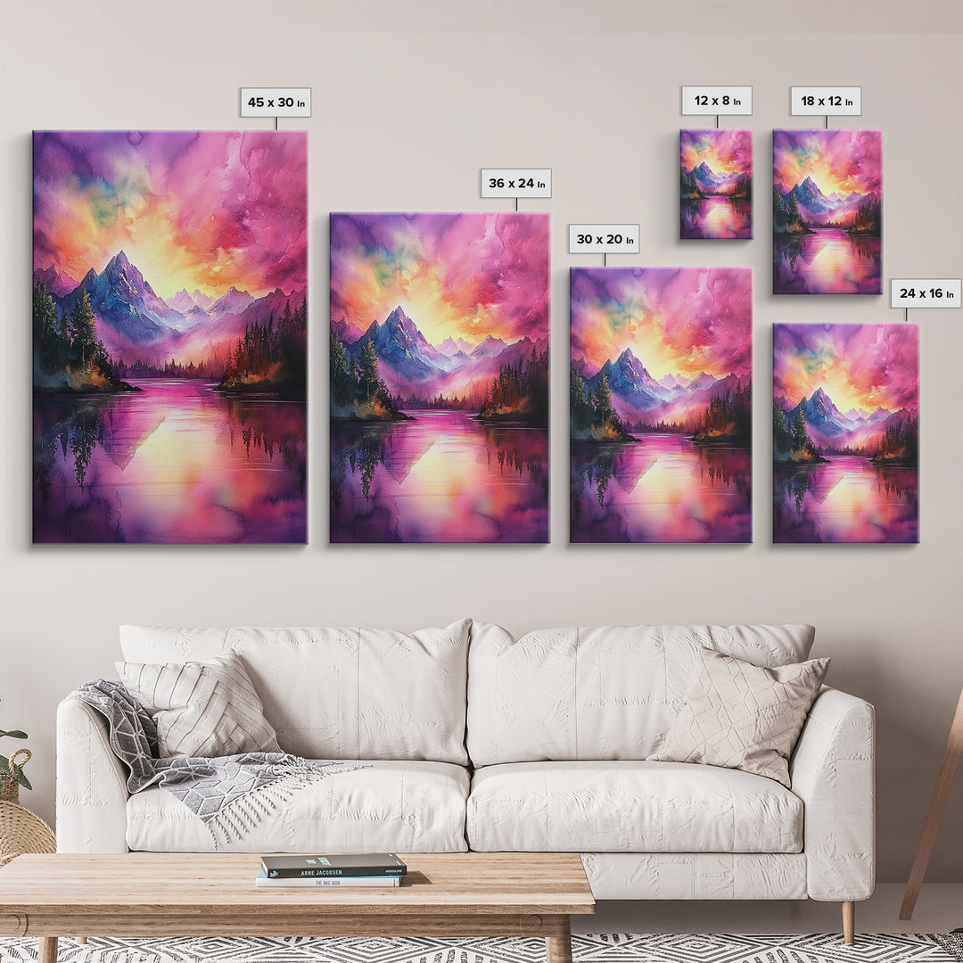 Cute Fantasy Landscape Wall Art Canvas Print, Nursery Decor, Kid's Room Wall Art, Home Decor For Girl's Dorm