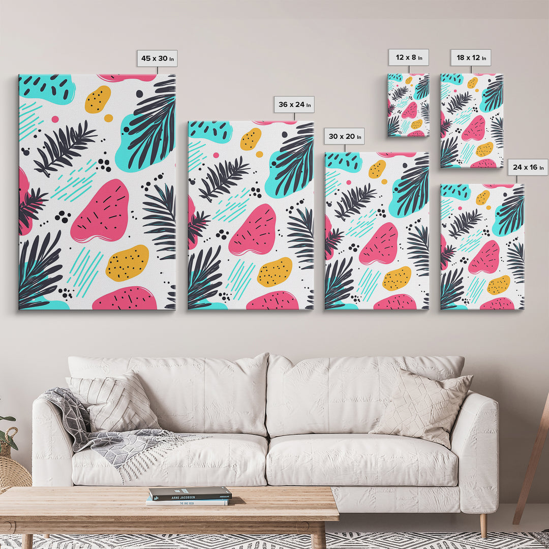 Colorful Abstract Painting Canvas Print, Retro Style Wall Art