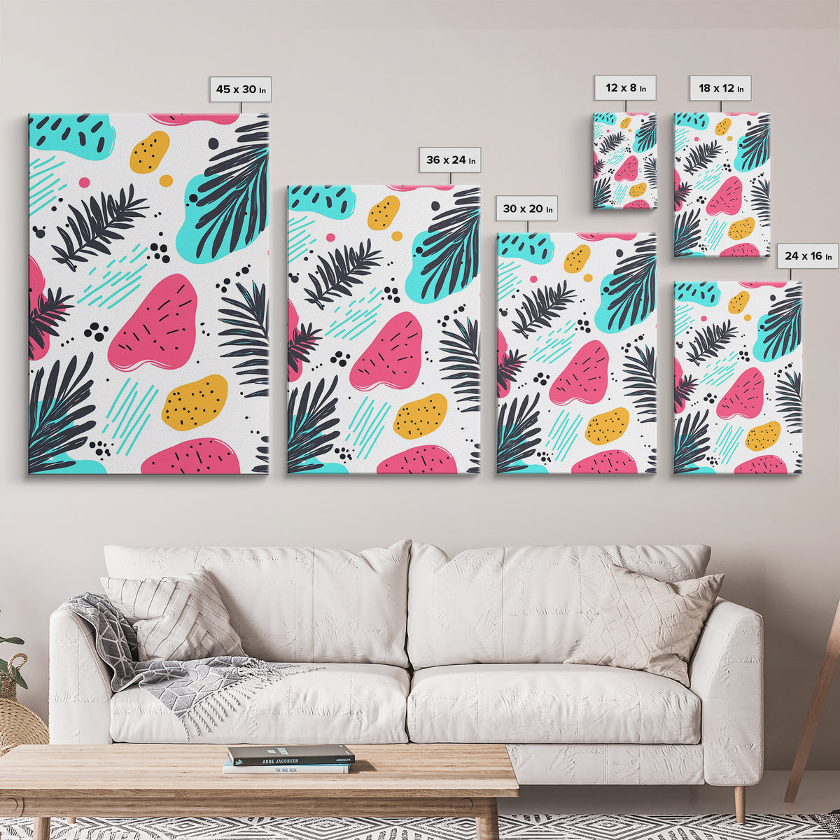 Colorful Abstract Painting Canvas Print, Retro Style Wall Art