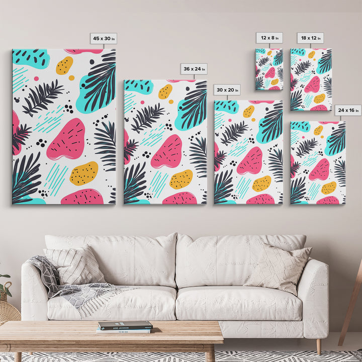 Colorful Abstract Painting Canvas Print, Retro Style Wall Art