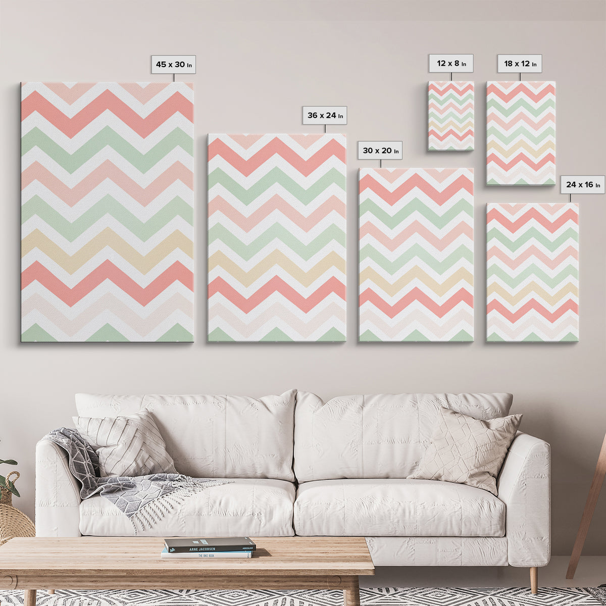 Chevron Zig Zag Pastel Wall Art, Geometric Wood Framed Wall Art, Decorative Wall Accent, Mosaic Wall Decor, Boho Art
