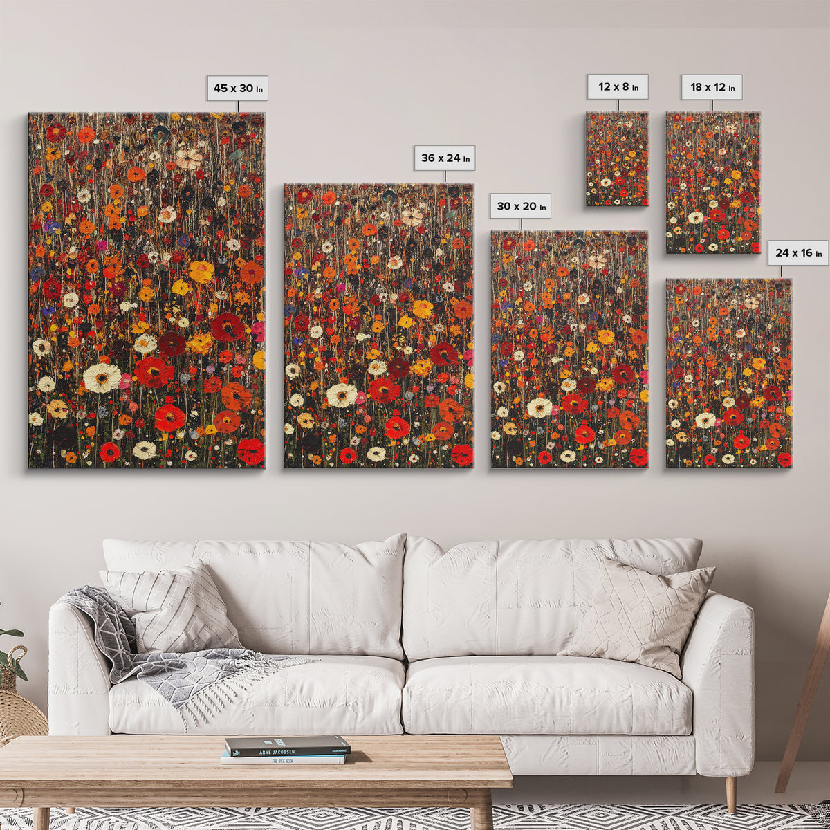 Muted Flower Print, Canvas Print With Wood Frame Boho Home Decor, Flower Art, Kitchen Art Print, Gift For Mom, Living Room Wall Decor