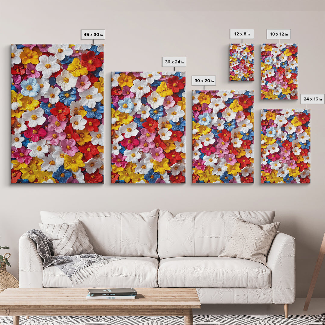 Botanical Prints Wall Art, Framed Canvas Print, 3D Effect Flower Art, Modern Art, Cute Room Decor, Aesthetic Decor, Trendy Wall Art