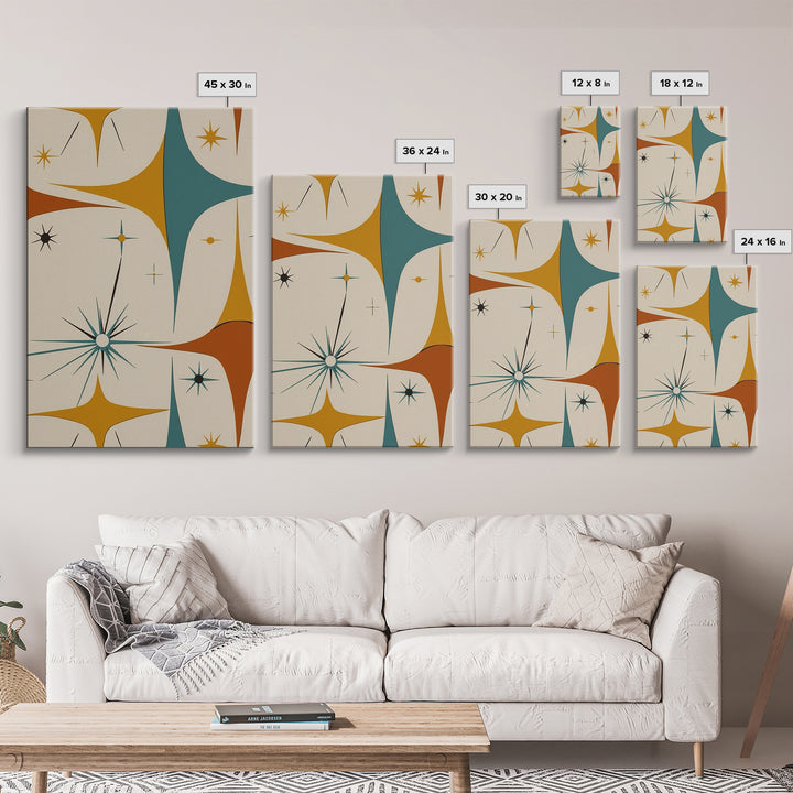 Art Deco Star Burst Canvas Print Wall Art, Retro 50s Style, Starburst, Mid-Century Modern Wall Art, Minimalist Home Decor, Modern Art