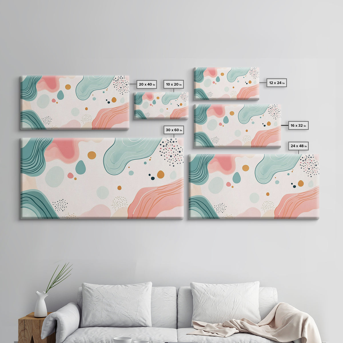 Abstract Retro Style 90s Inspired Wall Art, Modern Art on White Background